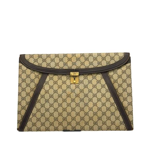 Gucci Handbags - GUCCI Authentic Vintage Canvas Leather Trim Business Portfolio Attache Case